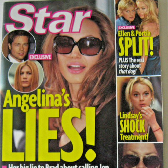 BRAD PITT NOV 5 '07 STAR MAGAZINE ANGELINA,  ELLEN PORTIA, - Picture 1 of 2